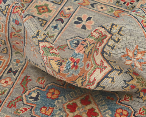 3x5 Gray Kuba Afghan Hand Knotted Wool Area Rug